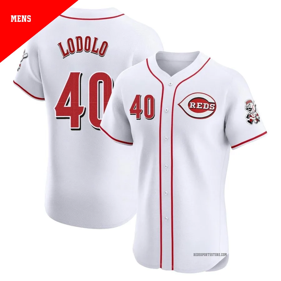 Cincinnati Reds ＃40 Nick Lodolo Men's White Elite Home Jersey