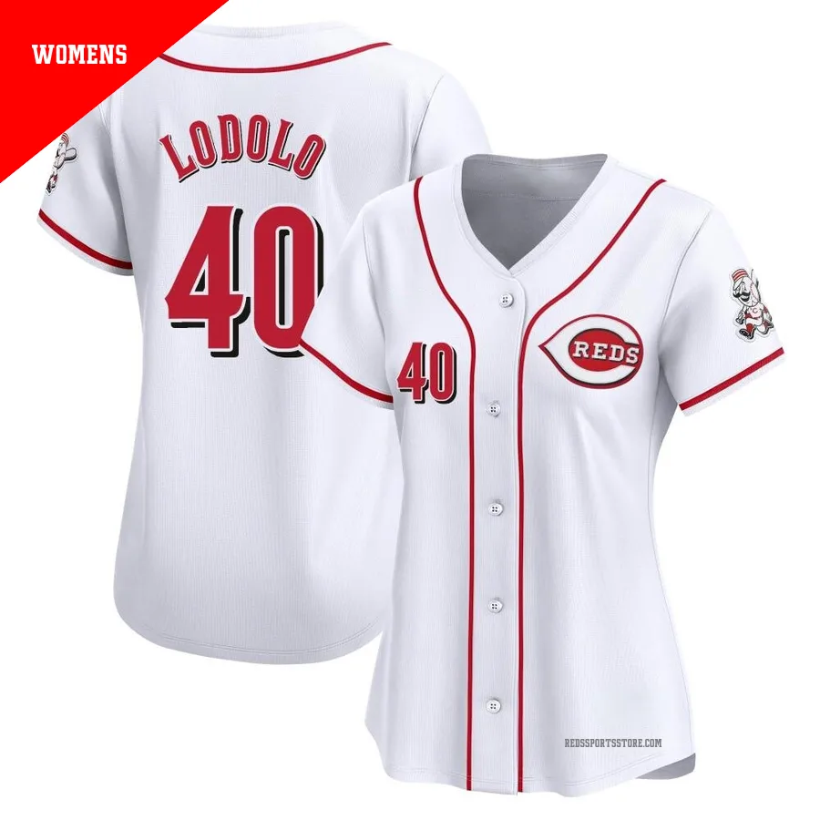 Cincinnati Reds ＃40 Nick Lodolo Women's White Limited Home Jersey