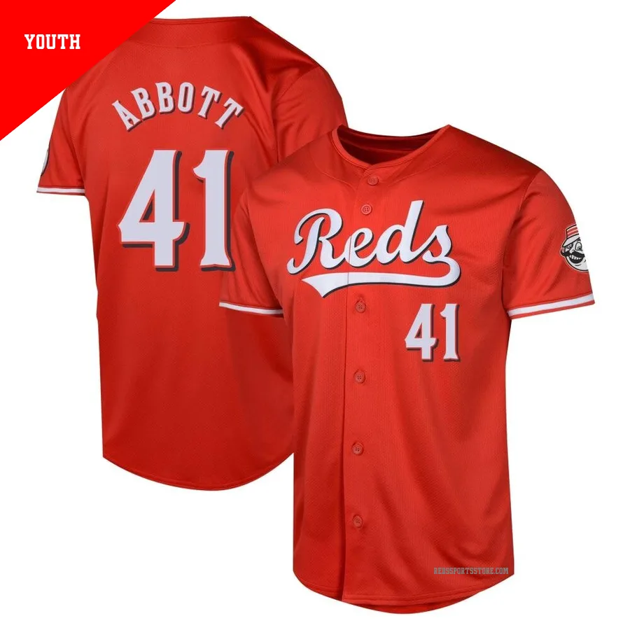 Cincinnati Reds ＃41 Andrew Abbott Youth Red Limited Alternate Jersey