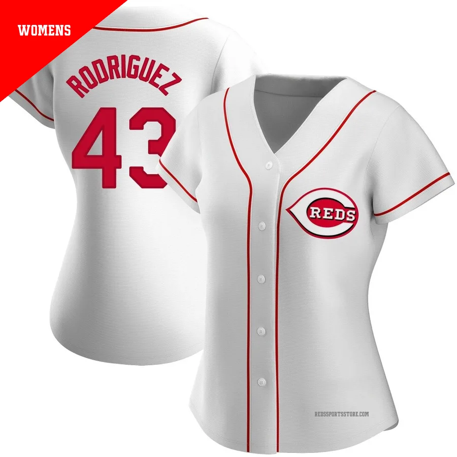 Cincinnati Reds ＃43 Hector Rodriguez Women's White Replica Home Jersey
