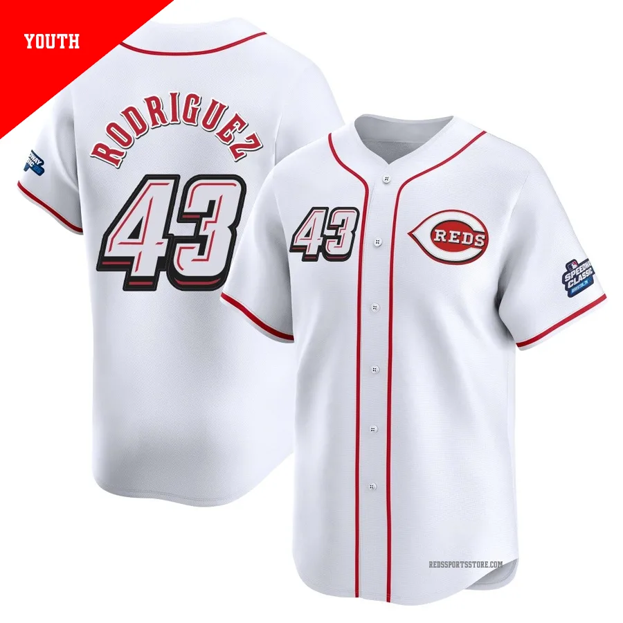 Cincinnati Reds ＃43 Hector Rodriguez Youth White Limited 2025 Speedway Classic Alternate Jersey