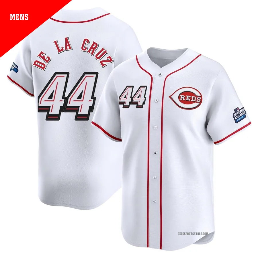 Cincinnati Reds ＃44 Elly De La Cruz Men's White Limited 2025 Speedway Classic Alternate Jersey