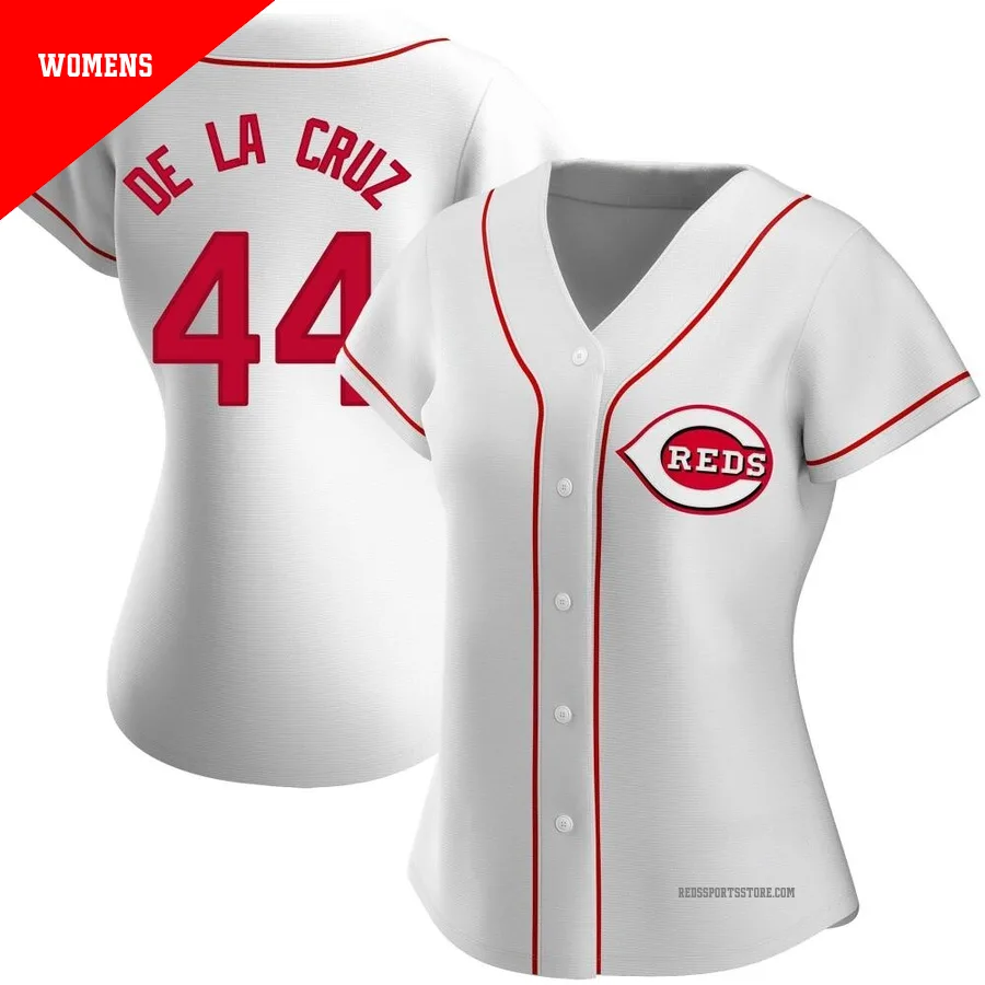 Cincinnati Reds ＃44 Elly De La Cruz Women's White Replica Home Jersey