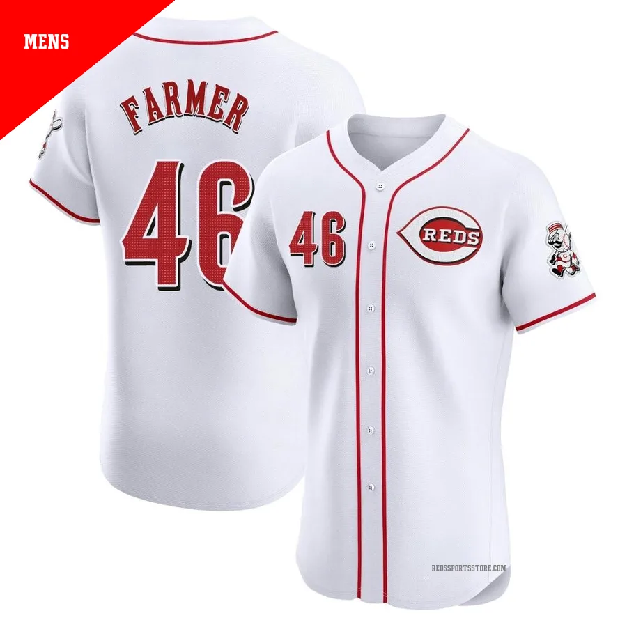 Cincinnati Reds ＃46 Buck Farmer Men's White Elite Home Jersey
