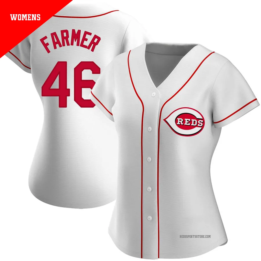 Cincinnati Reds ＃46 Buck Farmer Women's White Authentic Home Jersey
