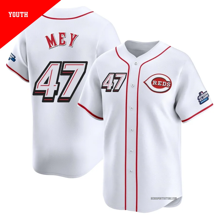 Cincinnati Reds ＃47 Luis Mey Youth White Limited 2025 Speedway Classic Alternate Jersey