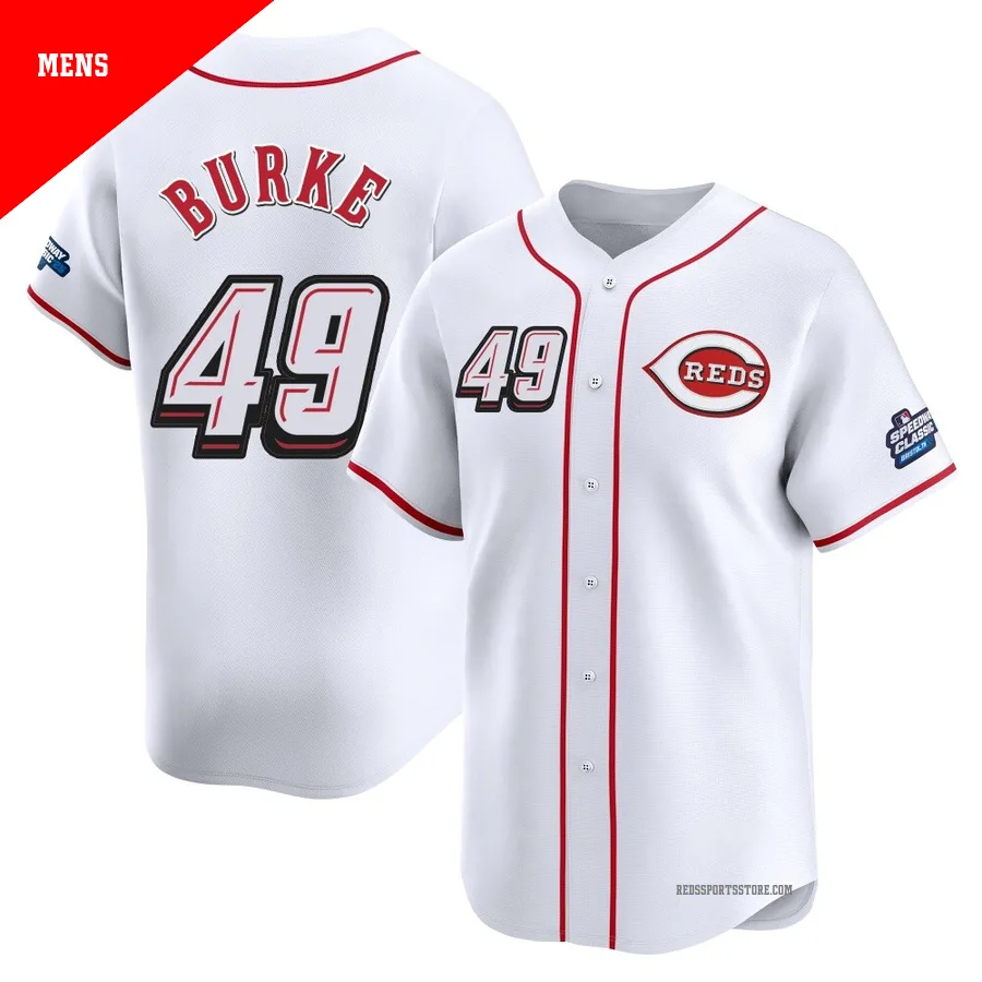 Cincinnati Reds ＃49 Brock Burke Men's White Limited 2025 Speedway Classic Alternate Jersey