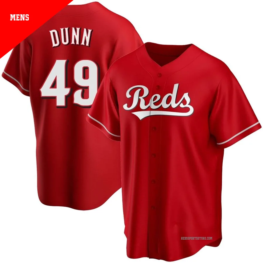 Cincinnati Reds ＃49 Justin Dunn Men's Red Replica Alternate Jersey