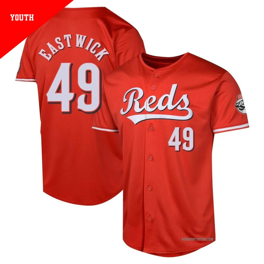 Cincinnati Reds ＃49 Rawly Eastwick Youth Red Limited Alternate Jersey