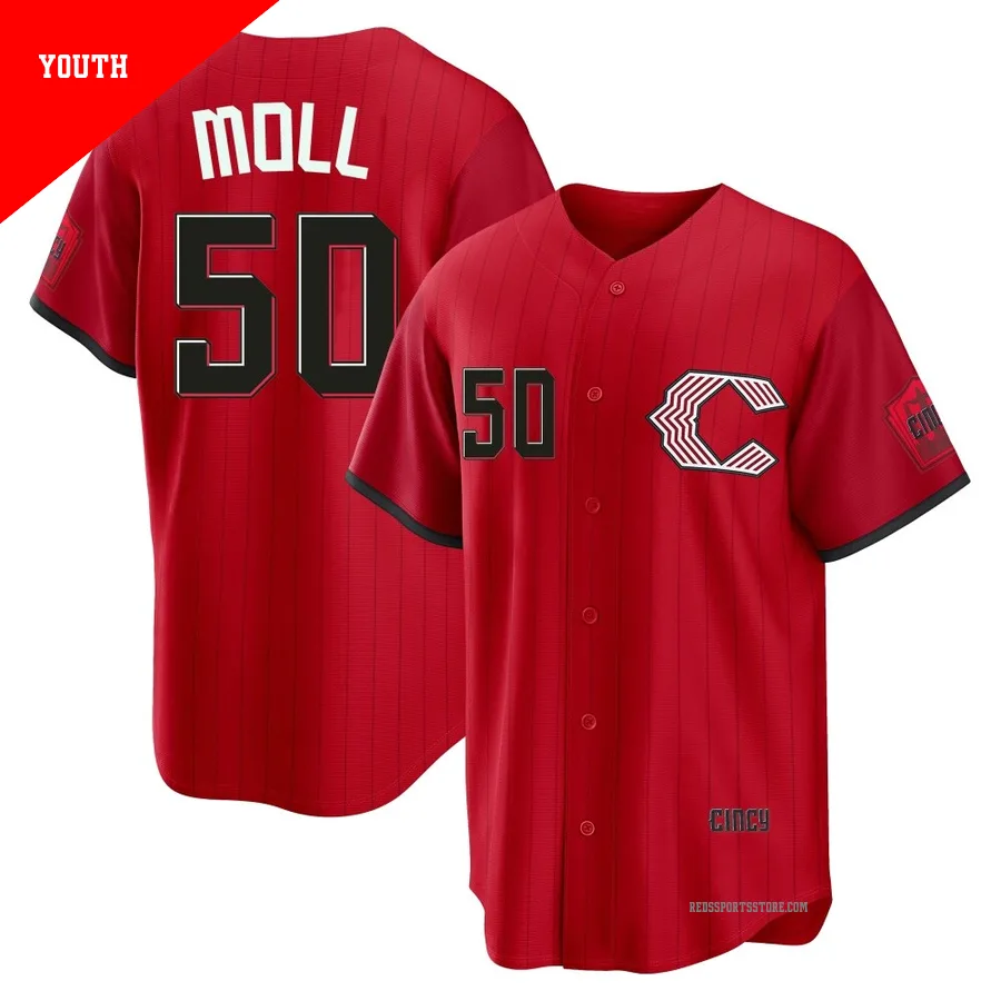 Cincinnati Reds ＃50 Sam Moll Youth Red Limited 2026 City Connect Stadium Jersey