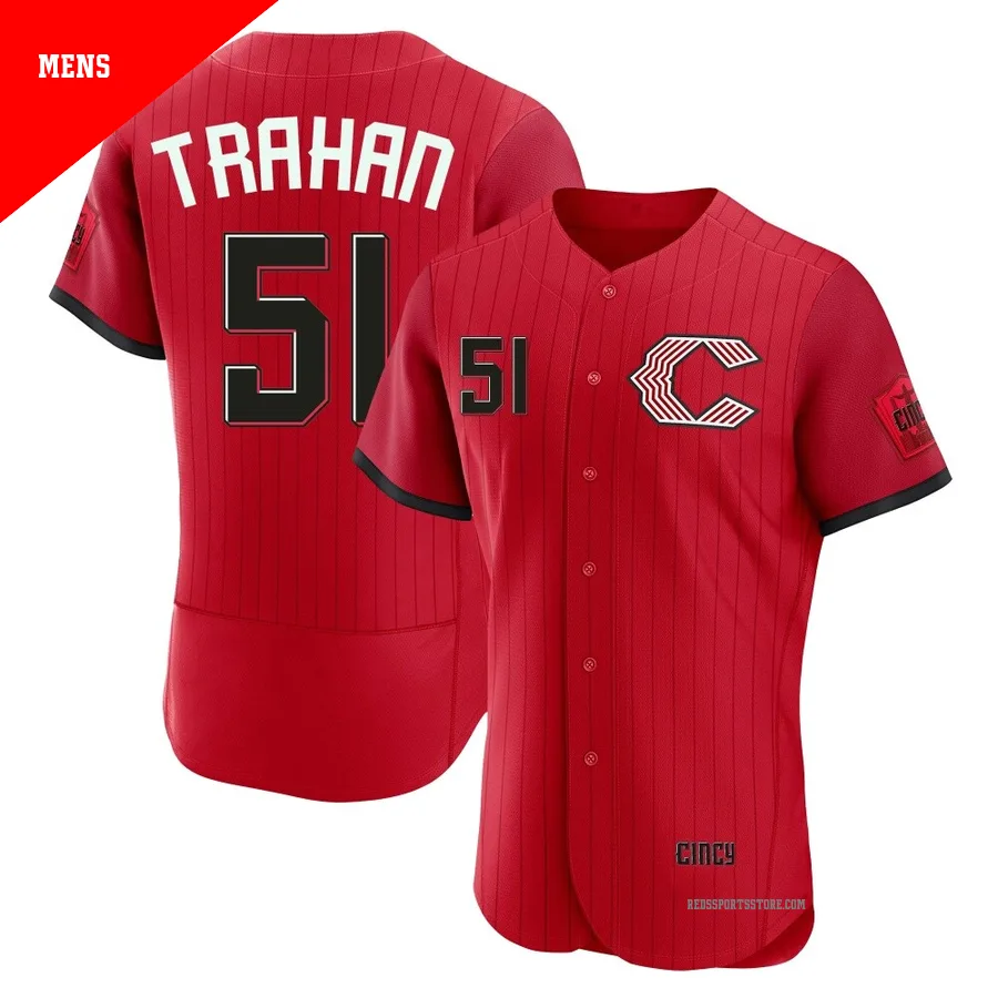 Cincinnati Reds ＃51 Blake Trahan Men's Red Authentic 2026 City Connect Stadium Jersey