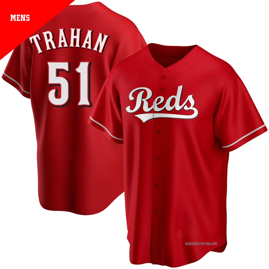 Cincinnati Reds ＃51 Blake Trahan Men's Red Replica Alternate Jersey