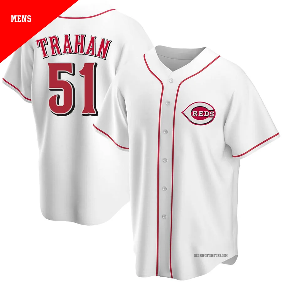 Cincinnati Reds ＃51 Blake Trahan Men's White Replica Home Jersey