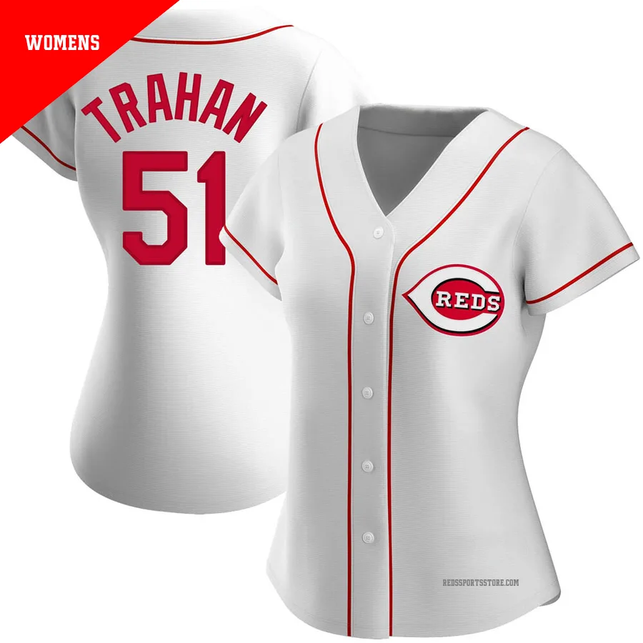 Cincinnati Reds ＃51 Blake Trahan Women's White Replica Home Jersey