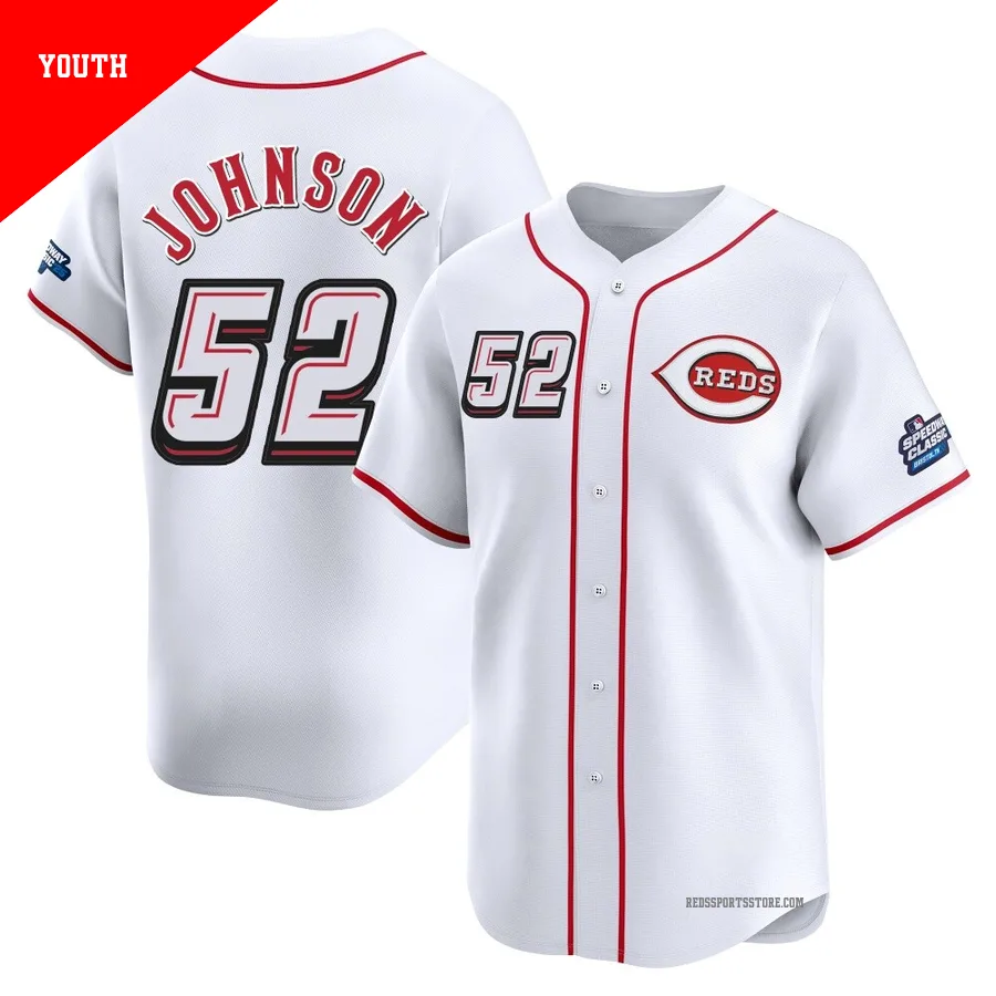 Cincinnati Reds ＃52 Pierce Johnson Youth White Limited 2025 Speedway Classic Alternate Jersey