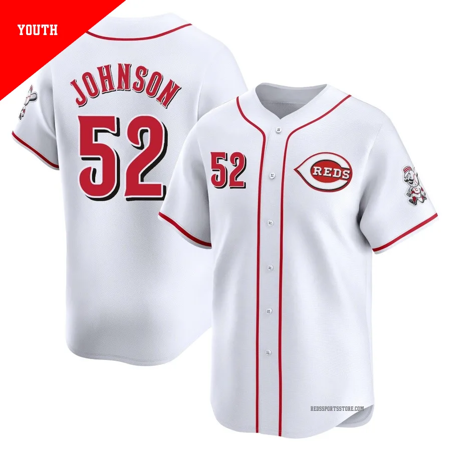 Cincinnati Reds ＃52 Pierce Johnson Youth White Limited Home Jersey