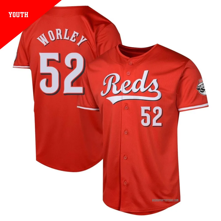 Cincinnati Reds ＃52 Vance Worley Youth Red Limited Alternate Jersey