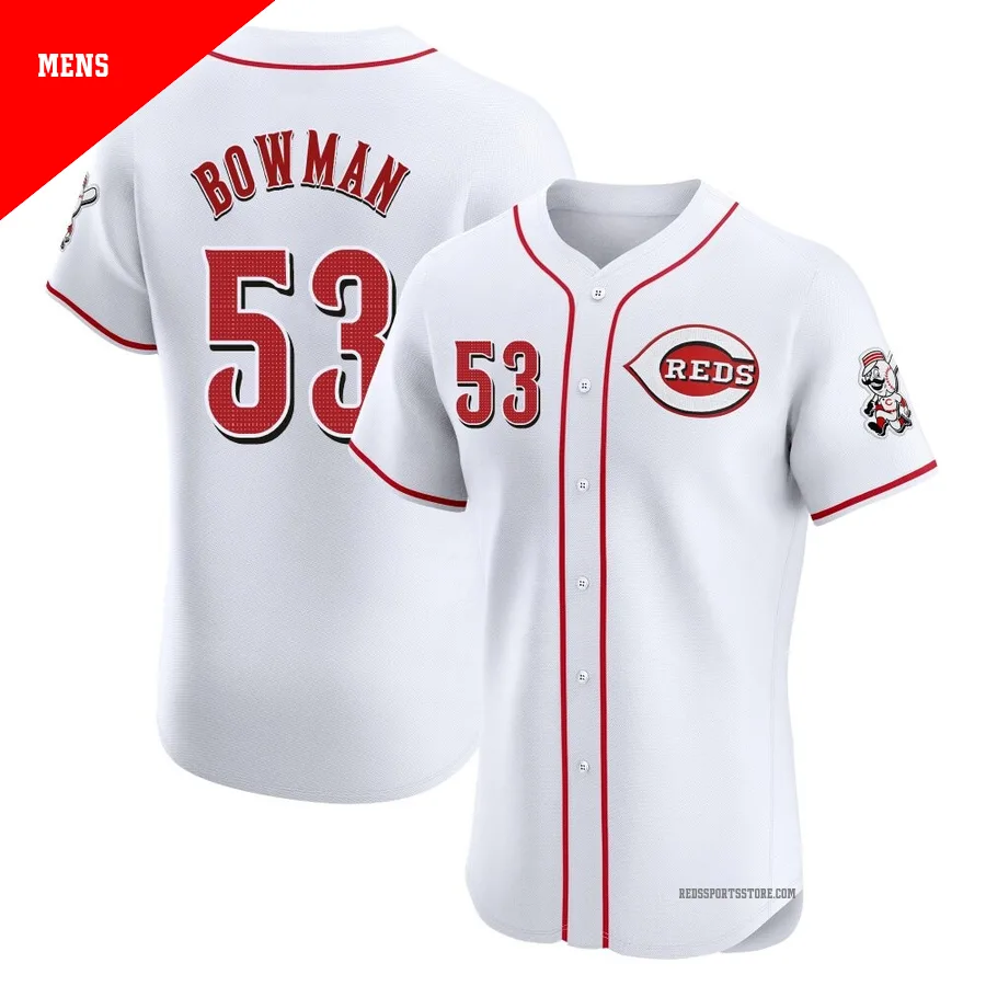 Cincinnati Reds ＃53 Cooper Bowman Men's White Elite Home Patch Jersey