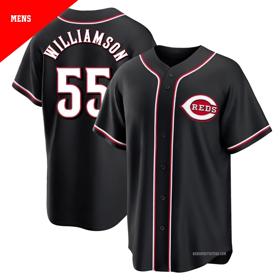 Cincinnati Reds ＃55 Brandon Williamson Men's Black Replica Fashion Out Jersey