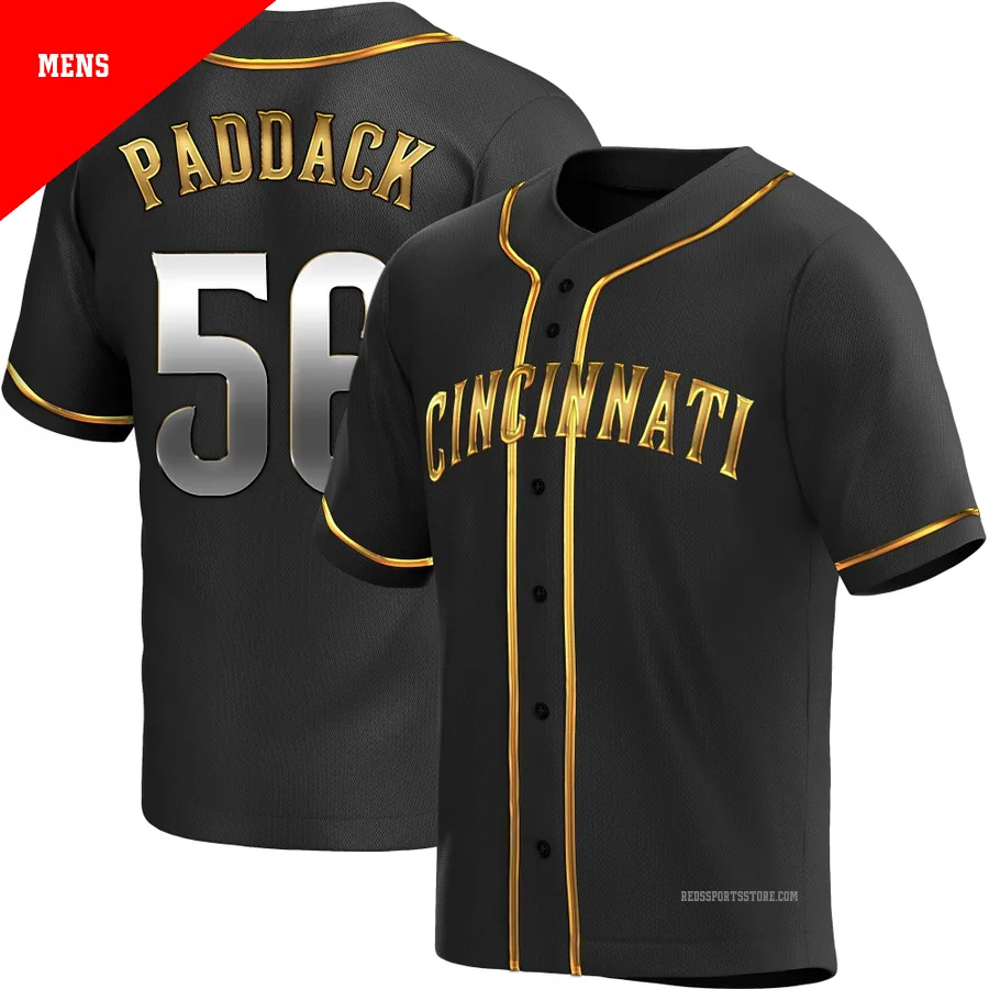 Cincinnati Reds ＃56 Chris Paddack Men's Gold Replica Black en Alternate Jersey