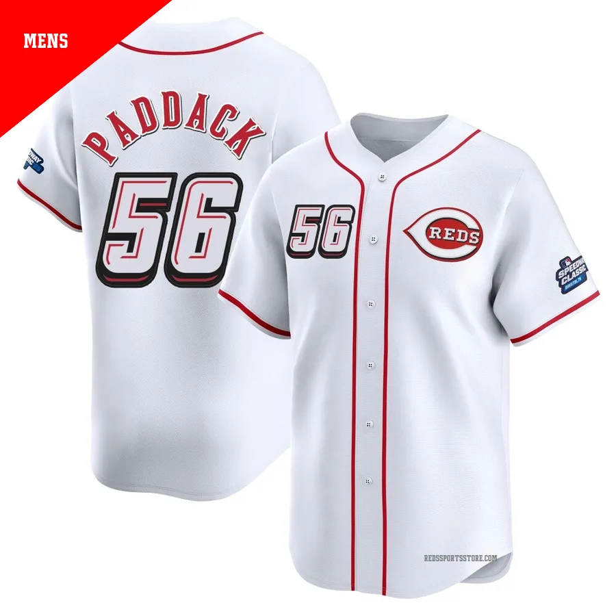 Cincinnati Reds ＃56 Chris Paddack Men's White Limited 2025 Speedway Classic Alternate Jersey