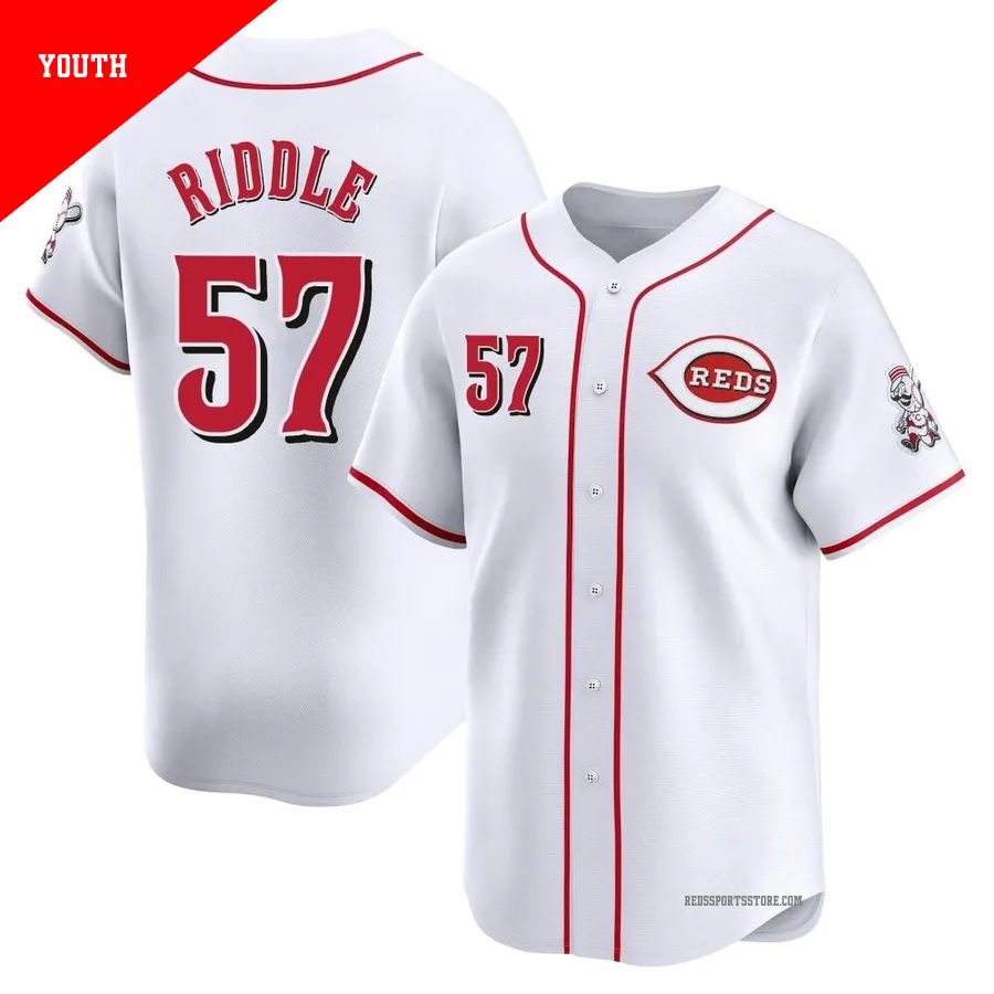 Cincinnati Reds ＃57 JT Riddle Youth White Limited Home Jersey