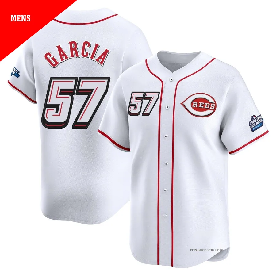 Cincinnati Reds ＃57 Julian Garcia Men's White Limited 2025 Speedway Classic Alternate Jersey