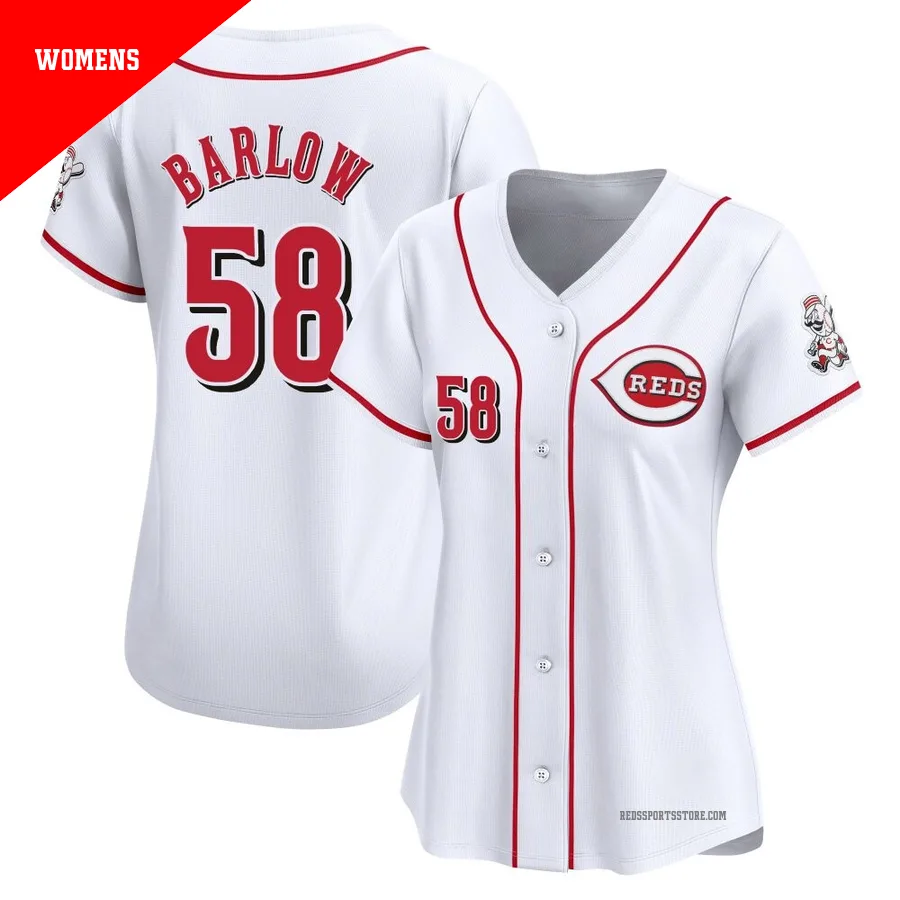 Cincinnati Reds ＃58 Scott Barlow Women's White Limited Home Jersey