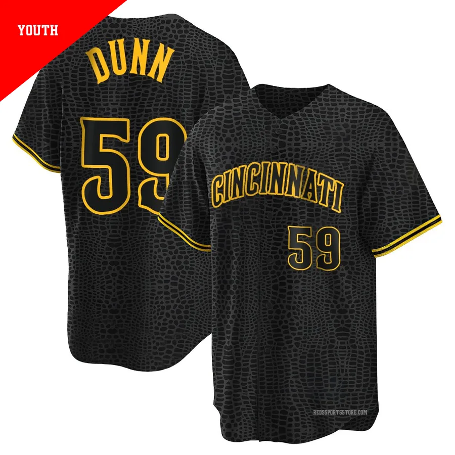Cincinnati Reds ＃59 Blake Dunn Youth Black Replica Snake Skin City Jersey