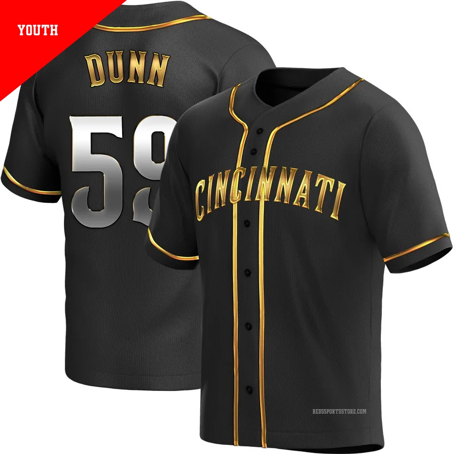 Cincinnati Reds ＃59 Blake Dunn Youth Gold Replica Black en Alternate Jersey