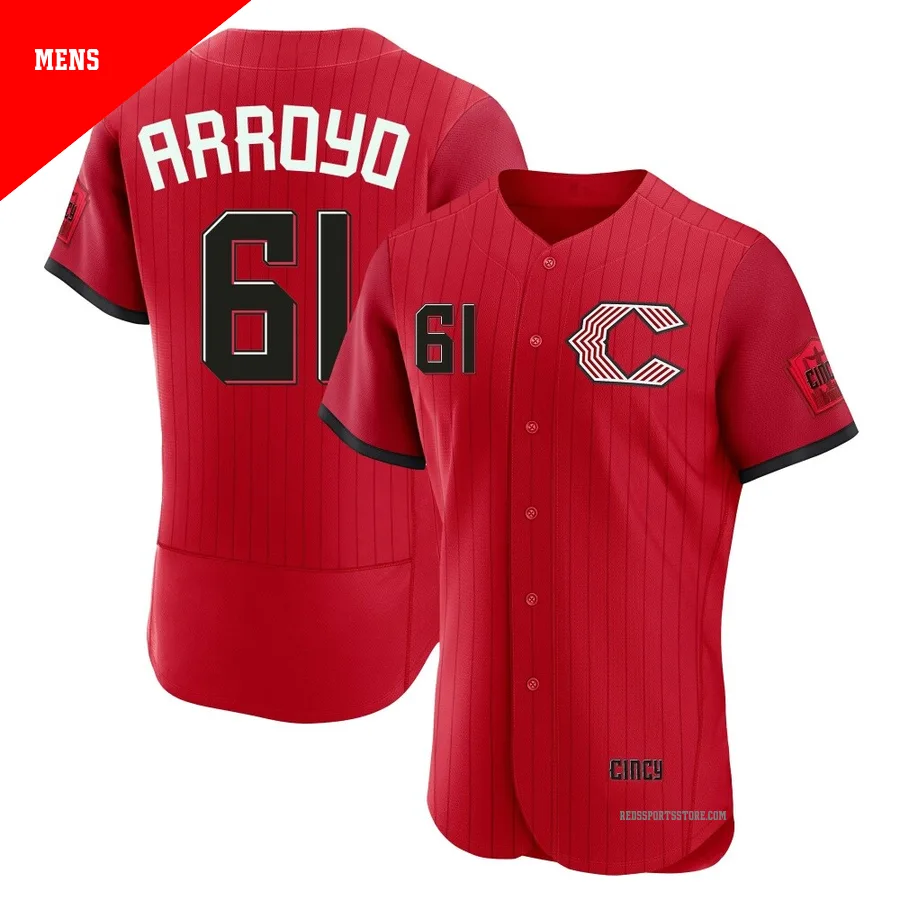 Cincinnati Reds ＃61 Bronson Arroyo Men's Red Authentic 2026 City Connect Stadium Jersey