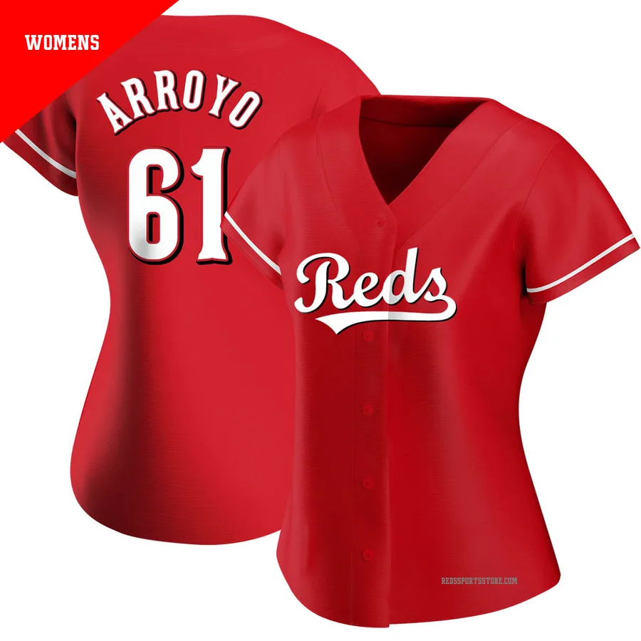 Cincinnati Reds ＃61 Bronson Arroyo Women's Red Authentic Alternate Jersey