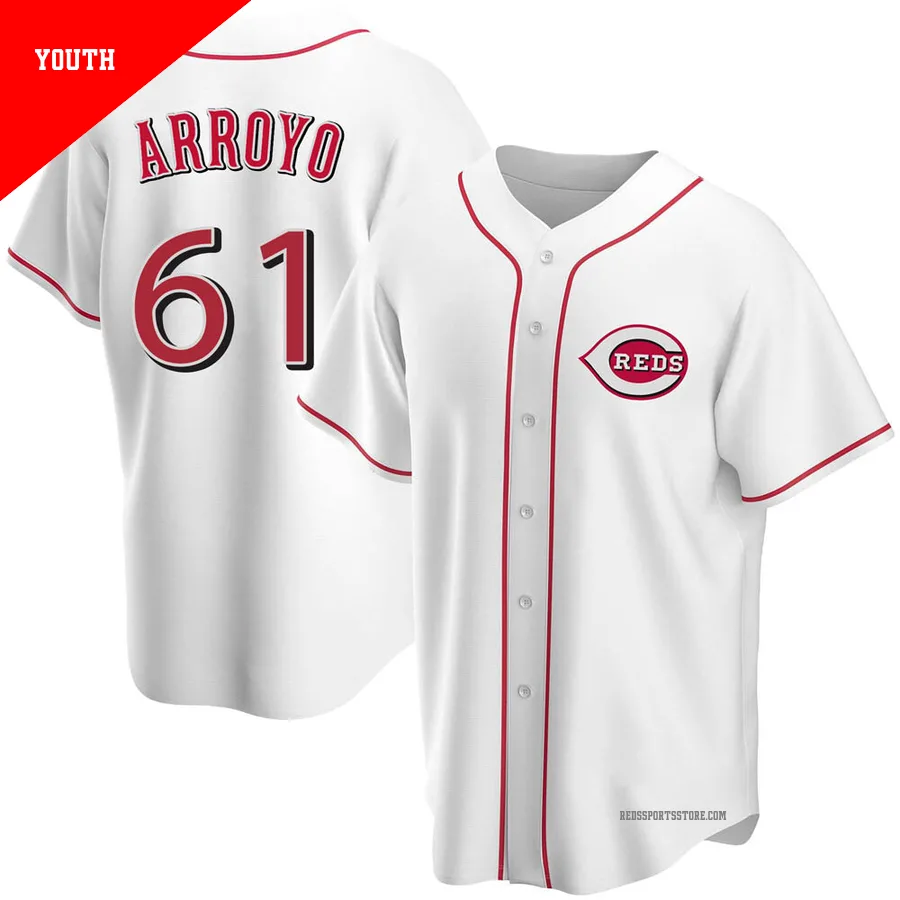 Cincinnati Reds ＃61 Bronson Arroyo Youth White Replica Home Jersey