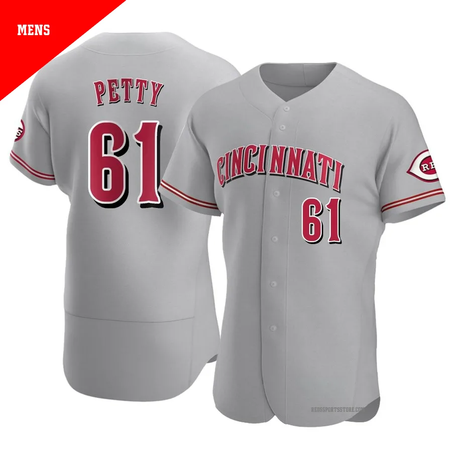 Cincinnati Reds ＃61 Chase Petty Men's Gray Authentic Road Jersey