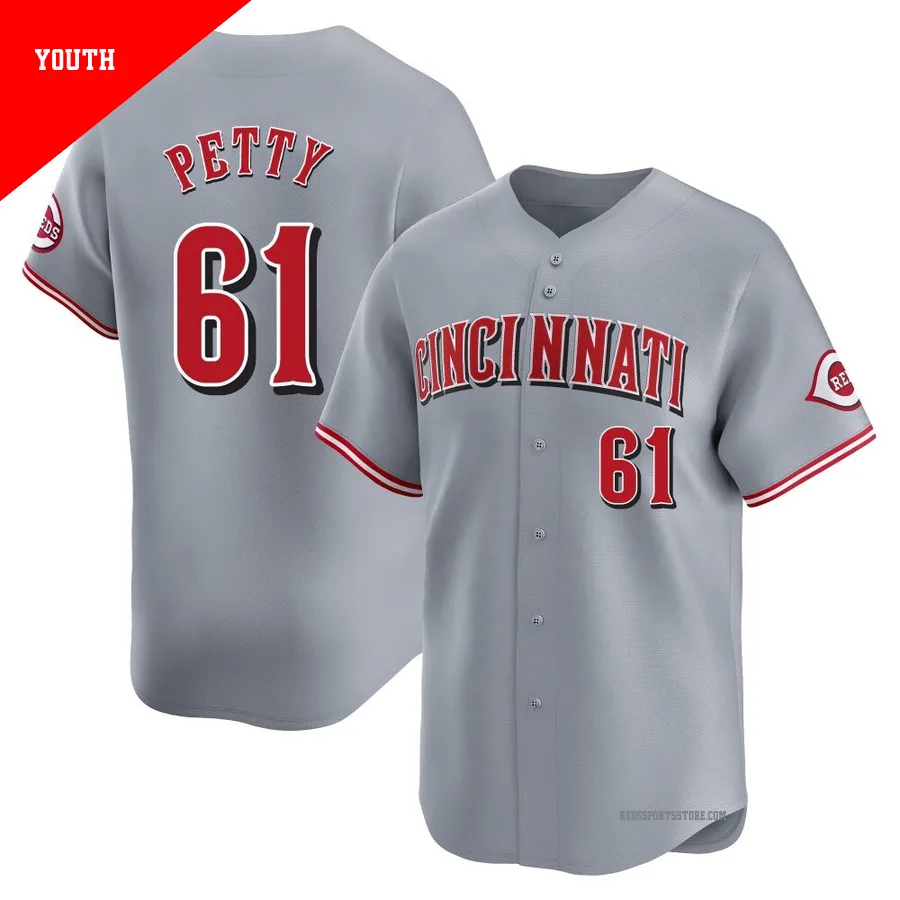 Cincinnati Reds ＃61 Chase Petty Youth Gray Limited Away Jersey