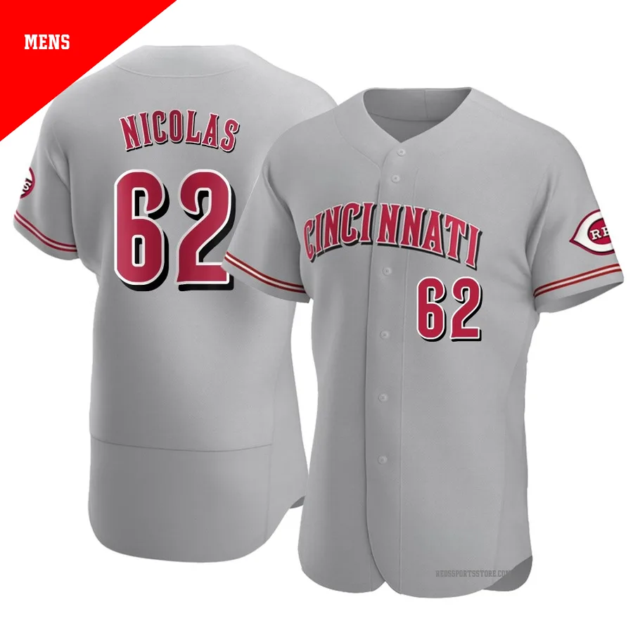 Cincinnati Reds ＃62 Kyle Nicolas Men's Gray Authentic Road Jersey