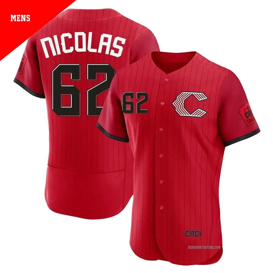Cincinnati Reds ＃62 Kyle Nicolas Men's Red Authentic 2026 City Connect Stadium Jersey
