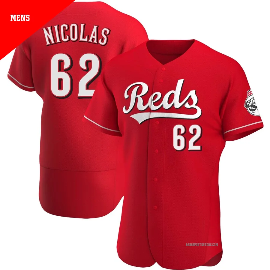 Cincinnati Reds ＃62 Kyle Nicolas Men's Red Authentic Alternate Jersey