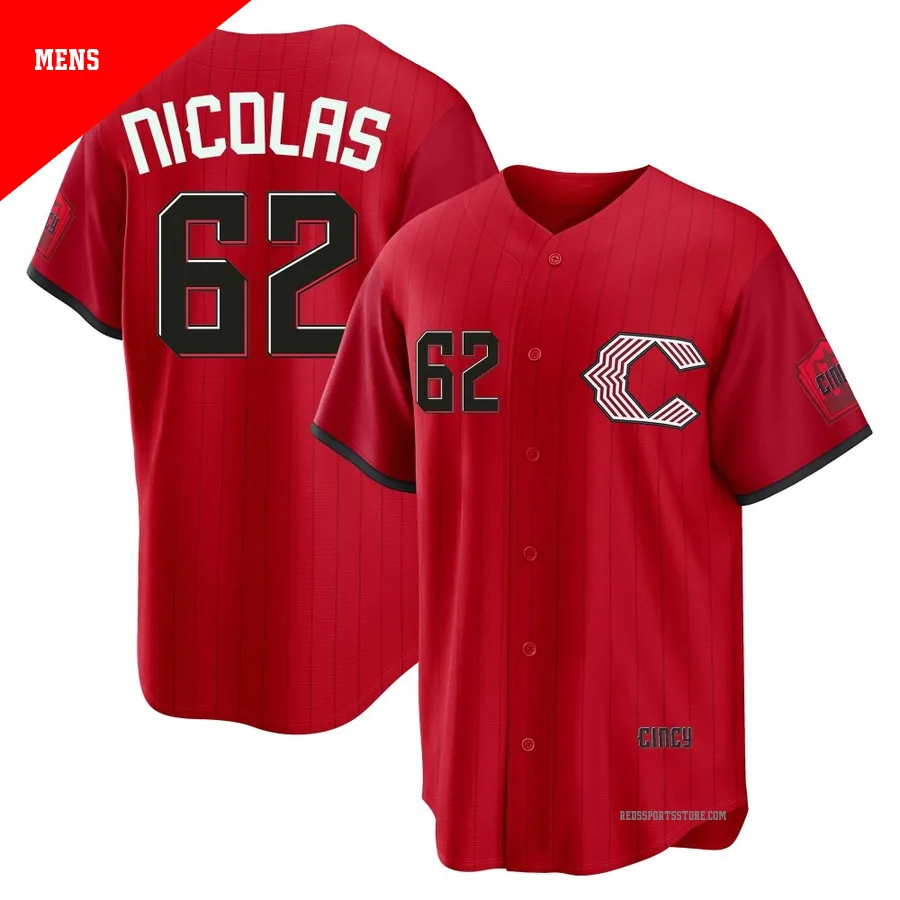 Cincinnati Reds ＃62 Kyle Nicolas Men's Red Limited 2026 City Connect Stadium Jersey