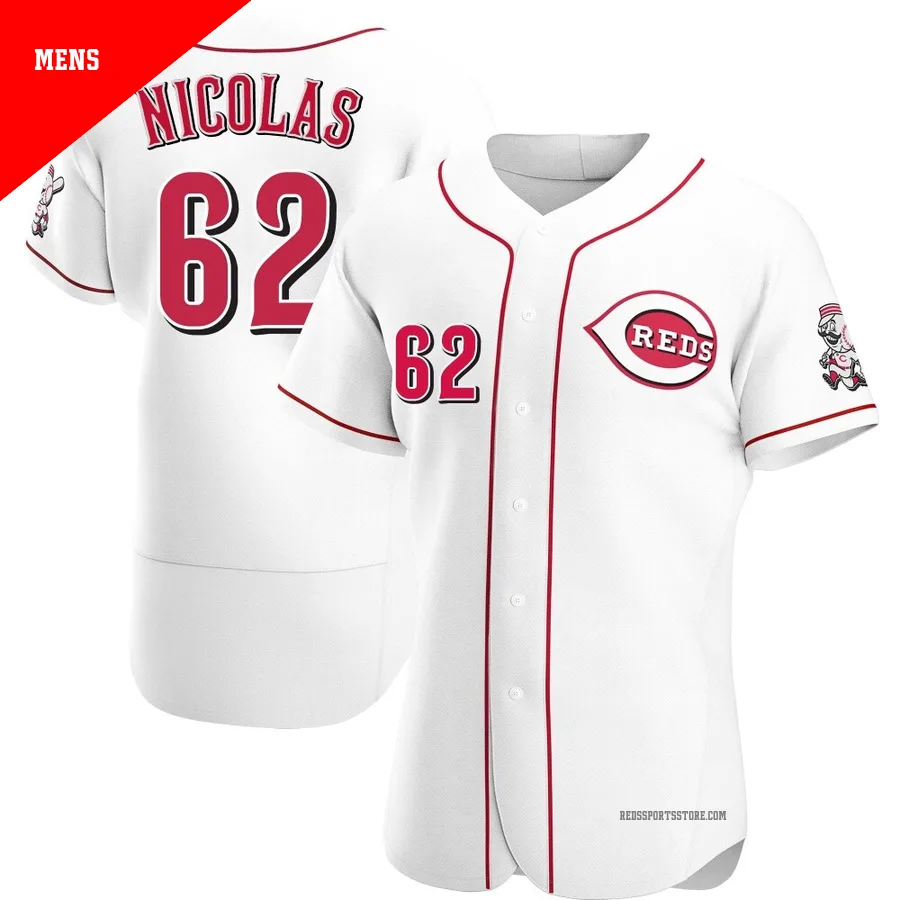 Cincinnati Reds ＃62 Kyle Nicolas Men's White Authentic Home Jersey