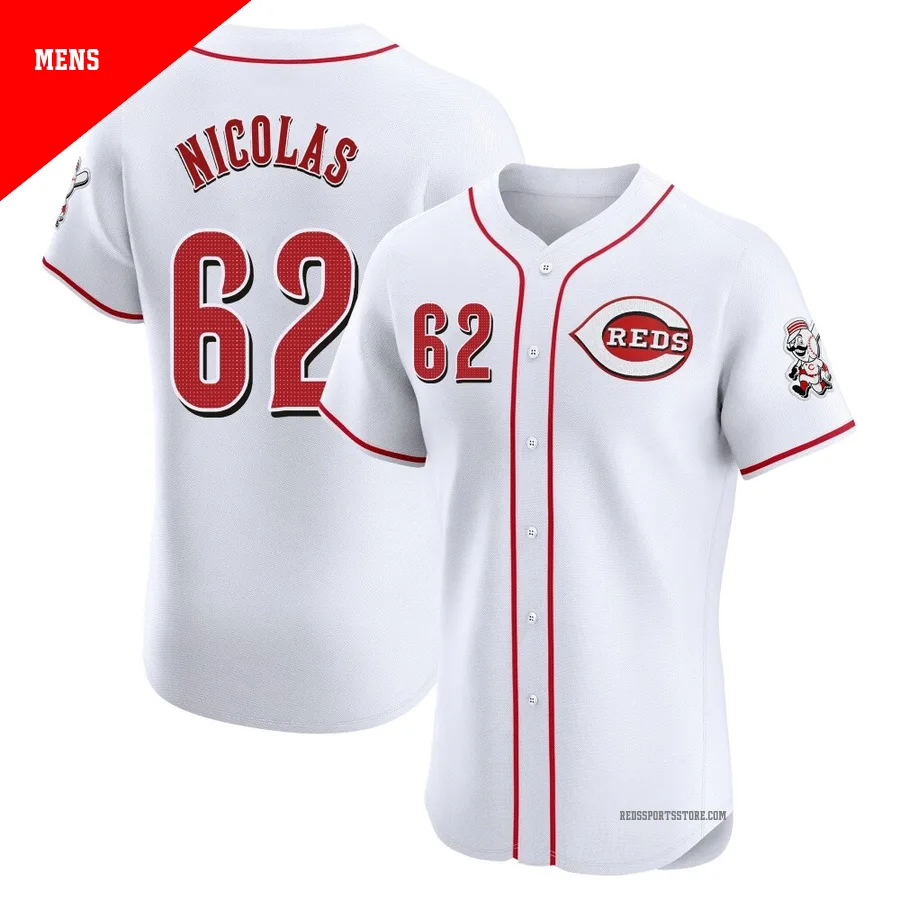 Cincinnati Reds ＃62 Kyle Nicolas Men's White Elite Home Jersey