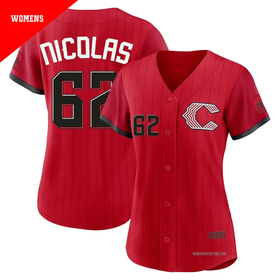 Cincinnati Reds ＃62 Kyle Nicolas Women's Red Limited 2026 City Connect Stadium Jersey