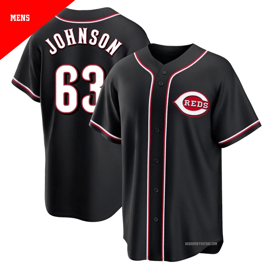Cincinnati Reds ＃63 Ivan Johnson Men's Black Replica Fashion Out Jersey