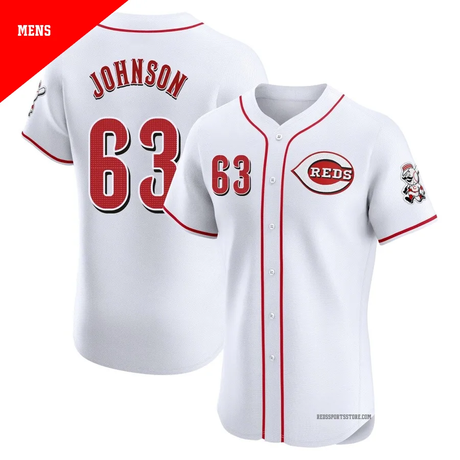 Cincinnati Reds ＃63 Ivan Johnson Men's White Elite Home Jersey