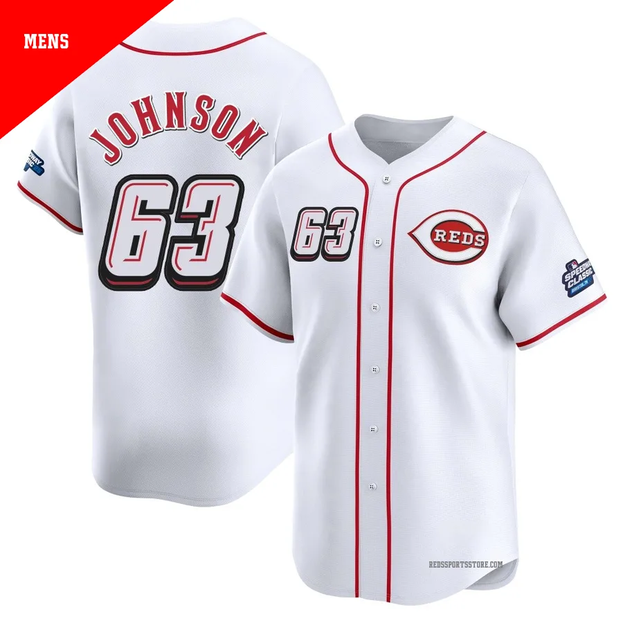 Cincinnati Reds ＃63 Ivan Johnson Men's White Limited 2025 Speedway Classic Alternate Jersey