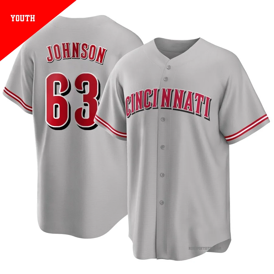 Cincinnati Reds ＃63 Ivan Johnson Youth Gray Replica Road Jersey