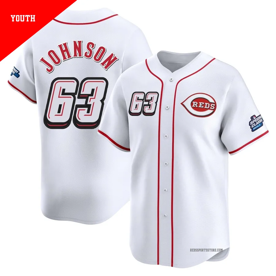 Cincinnati Reds ＃63 Ivan Johnson Youth White Limited 2025 Speedway Classic Alternate Jersey