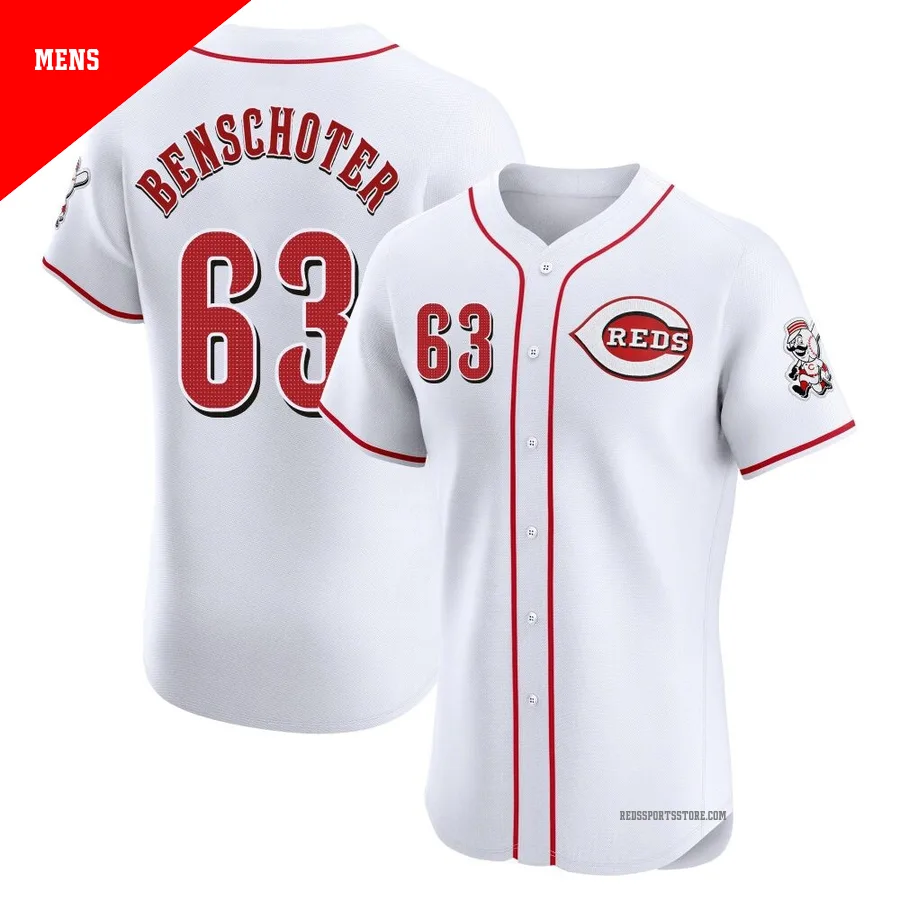 Cincinnati Reds ＃63 Samuel Benschoter Men's White Elite Home Jersey