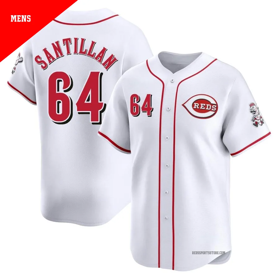 Cincinnati Reds ＃64 Tony Santillan Men's White Limited Home Jersey