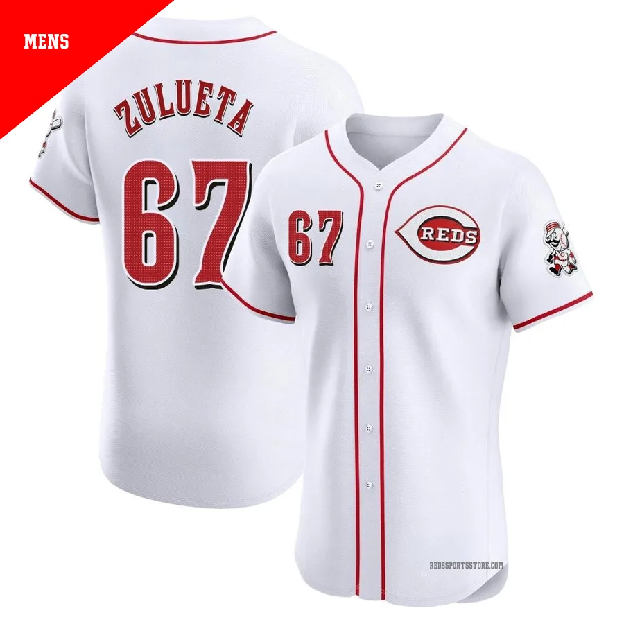 Cincinnati Reds ＃67 Yosver Zulueta Men's White Elite Home Jersey